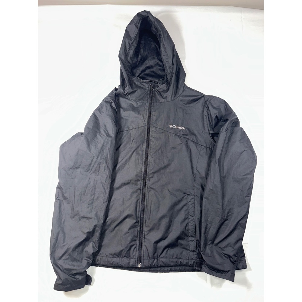 Columbia Womens XL Black Switchback Lightweight Hooded Windbreaker Jacket